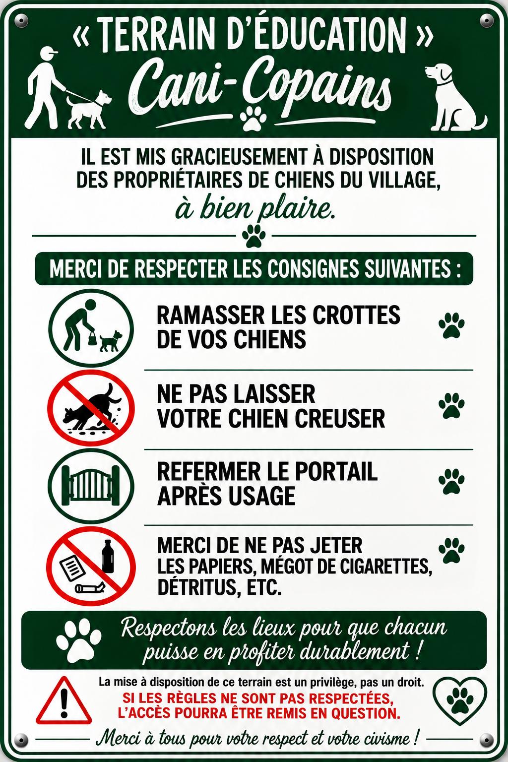 Terrain d'éducation Cani-Copain Terrain d'éducation Cani-Copain